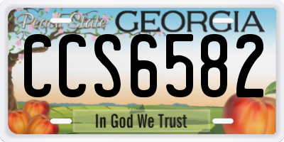 GA license plate CCS6582