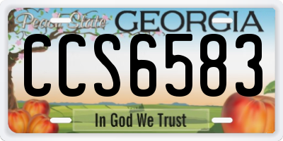 GA license plate CCS6583