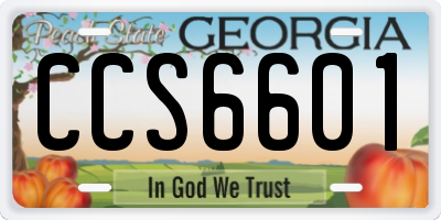 GA license plate CCS6601