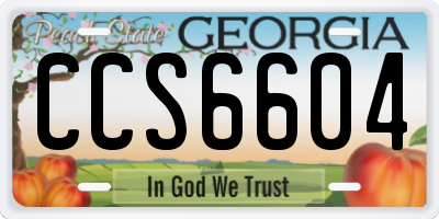 GA license plate CCS6604