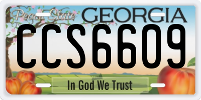 GA license plate CCS6609