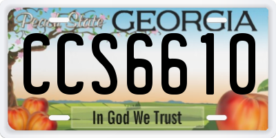 GA license plate CCS6610
