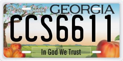 GA license plate CCS6611