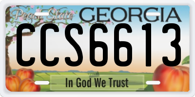 GA license plate CCS6613