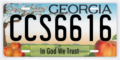 GA license plate CCS6616