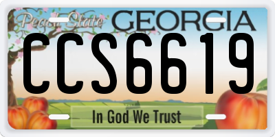 GA license plate CCS6619