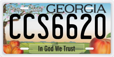 GA license plate CCS6620