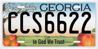 GA license plate CCS6622