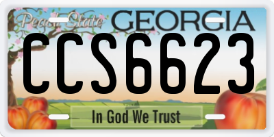 GA license plate CCS6623