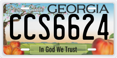 GA license plate CCS6624