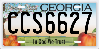 GA license plate CCS6627