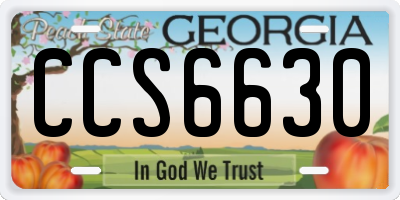 GA license plate CCS6630