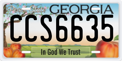 GA license plate CCS6635