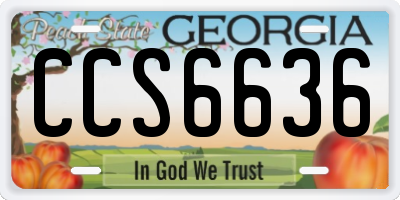 GA license plate CCS6636