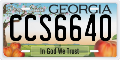 GA license plate CCS6640