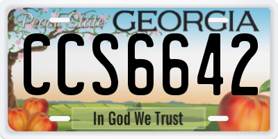 GA license plate CCS6642