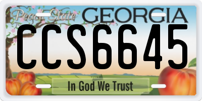 GA license plate CCS6645