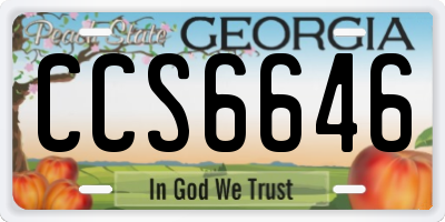 GA license plate CCS6646
