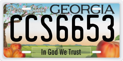 GA license plate CCS6653