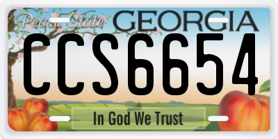 GA license plate CCS6654