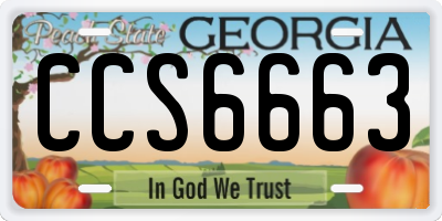 GA license plate CCS6663