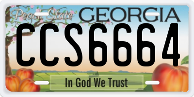 GA license plate CCS6664