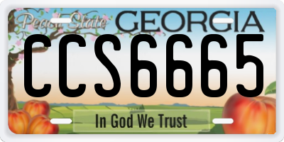 GA license plate CCS6665