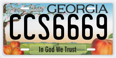 GA license plate CCS6669