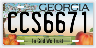GA license plate CCS6671