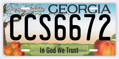 GA license plate CCS6672