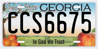 GA license plate CCS6675