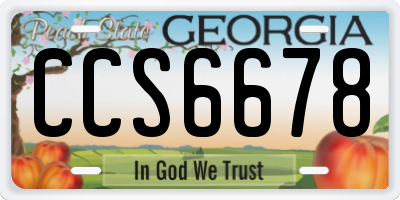 GA license plate CCS6678