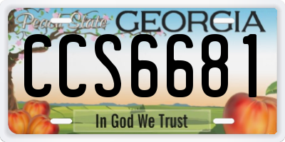 GA license plate CCS6681