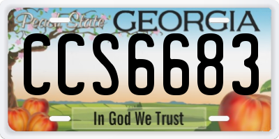 GA license plate CCS6683