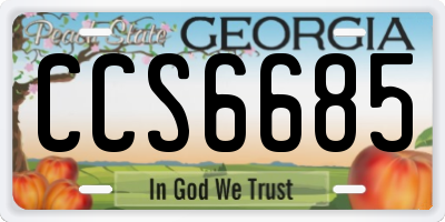 GA license plate CCS6685