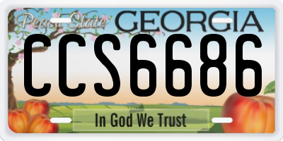 GA license plate CCS6686