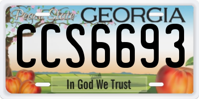 GA license plate CCS6693