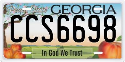 GA license plate CCS6698