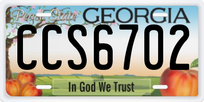 GA license plate CCS6702