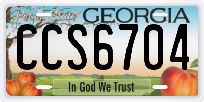 GA license plate CCS6704
