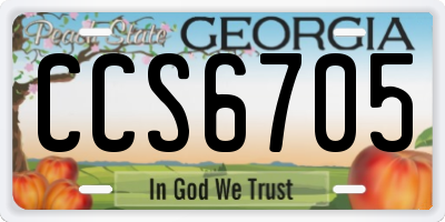 GA license plate CCS6705