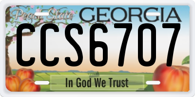 GA license plate CCS6707