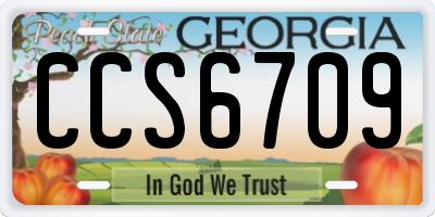 GA license plate CCS6709