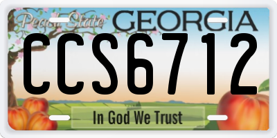 GA license plate CCS6712