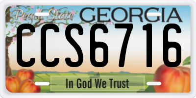 GA license plate CCS6716