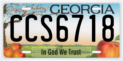 GA license plate CCS6718