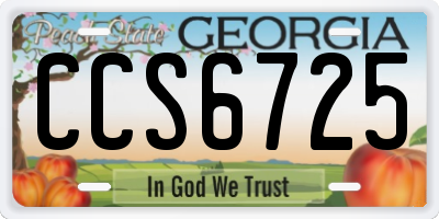 GA license plate CCS6725