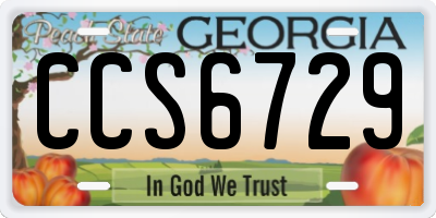 GA license plate CCS6729