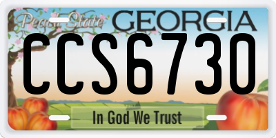 GA license plate CCS6730