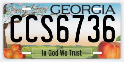 GA license plate CCS6736